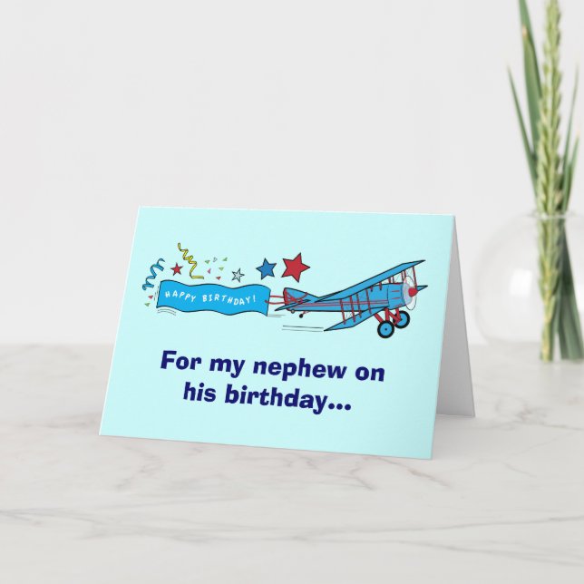 Carte Joyeux avion Nephew anniversaire (Devant)