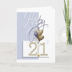 Carte Joyeux ballon de 21e anniversaire élégant