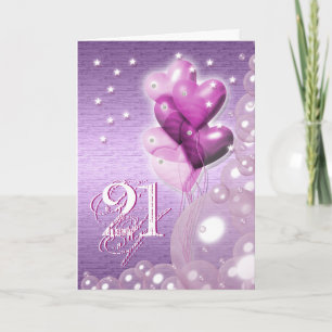 Carte Joyeux ballon de 21e anniversaire lumineux