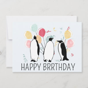 Carte Joyeux Ballons d'anniversaire d'hiver de Pingouin 