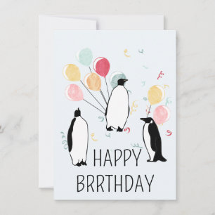 Carte Joyeux Ballons d'anniversaire d'hiver de Pingouin 