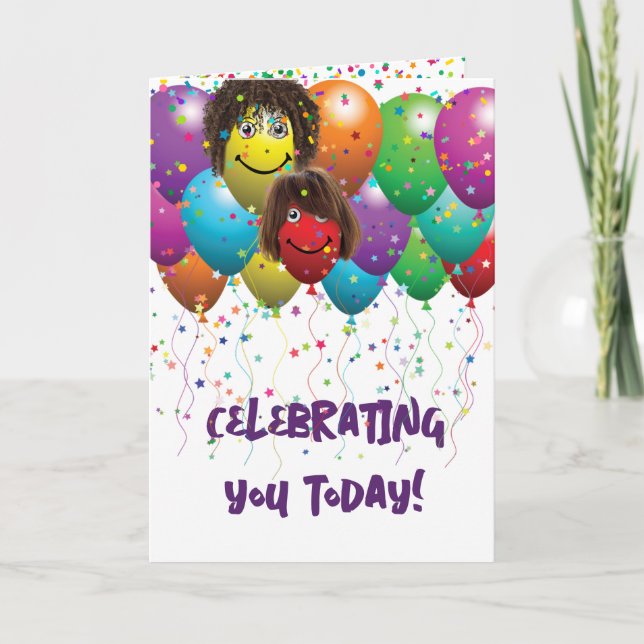 Carte Joyeux Ballons D'Anniversaire Et Confetti (Devant)