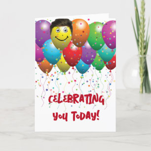 Carte Joyeux Ballons D'Anniversaire Et Confetti
