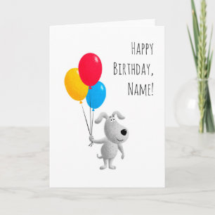 Carte Joyeux Ballons de chiots de chien d'anniversaire