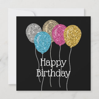 Carte Joyeux Ballons de Parties scintillant colorés d'an