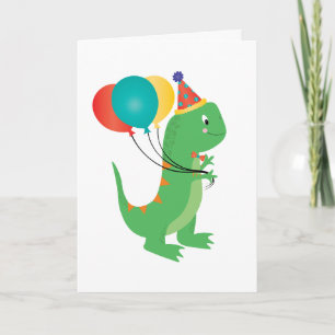 Carte Joyeux Ballons Dinosaures Anniversaire