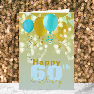 Carte Joyeux Ballons Lights Bunting Flags 60e anniversai