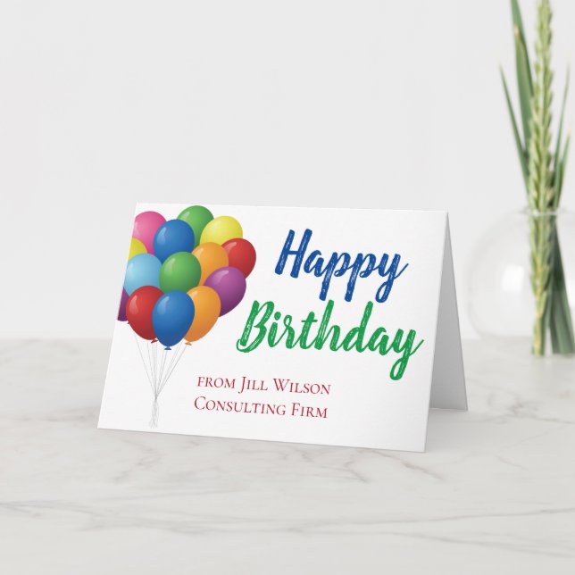 Carte Joyeux Balloons d'Anniversaire Cute Custom Company (Devant)