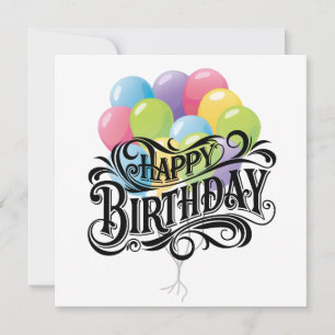 Carte Joyeux Balloons Rétro Card Anniversaire