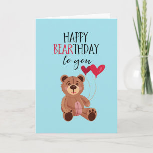 Carte Joyeux Bearday mignon Teddy Bear Pun drôle Anniver