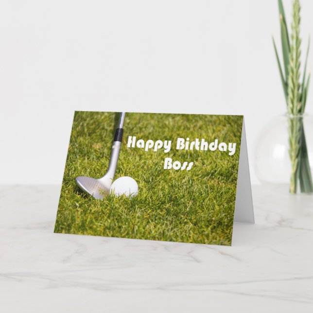 Carte Joyeux Birthday Boss Sand-wedge Et Golf Ball (Devant)