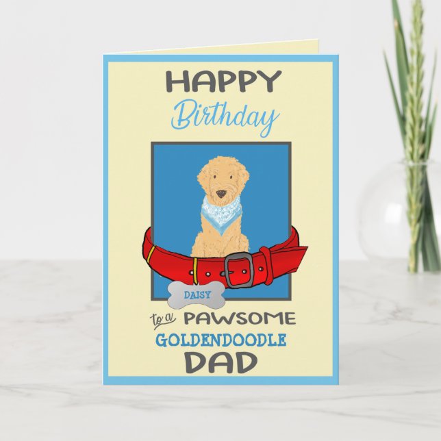 Carte Joyeux Birthday Chien Daddy de Goldendoodle Chien (Devant)