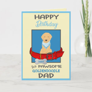 Carte Joyeux Birthday Chien Daddy de Goldendoodle Chien