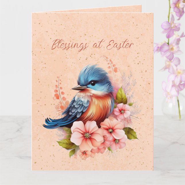 Carte Joyeux Bleu de Pâques (Orchidée)