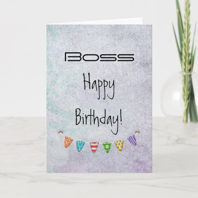 Carte Joyeux Boss Anniversaire - Fr. Nous tous - Grunge/ (Devant)