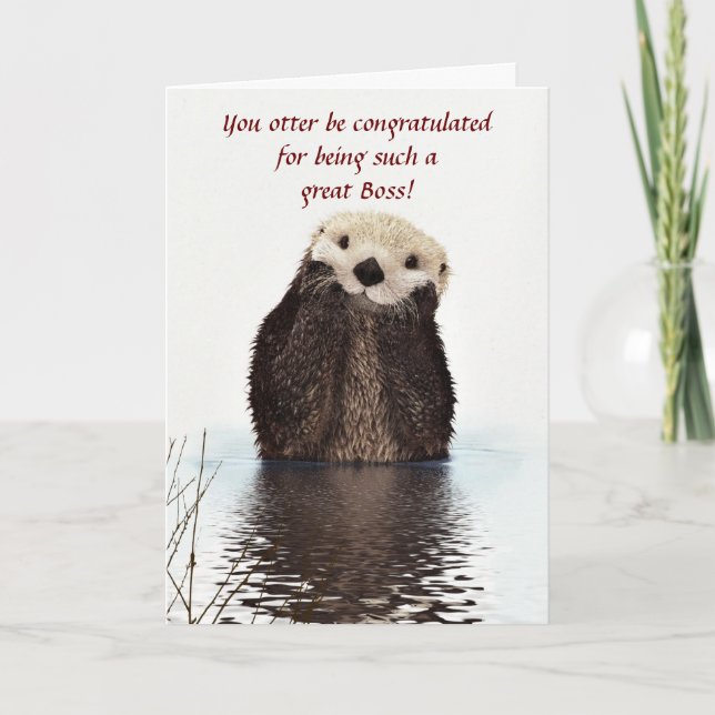 Carte Joyeux Boss Day avec loutre drôle Boss jour (Devant)