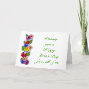 Carte Joyeux Boss Day de nous tous avec des fleurs
