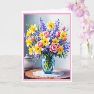 Carte Joyeux Bouquet de fleurs du printemps de la Fête d