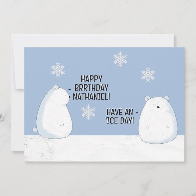 Carte Joyeux BRRthday Ours polaire hiver Anniversaire No (Devant)