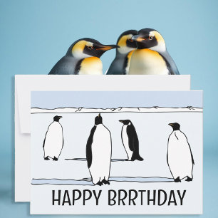 Carte Joyeux BRRthday Penguin Cool d'anniversaire d'hive