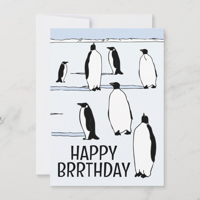 Carte Joyeux BRRthday Penguin Cool d'anniversaire d'hive (Devant)