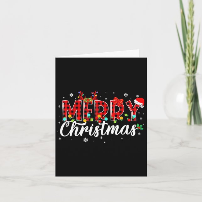 Carte Joyeux Buffalo de Noël Plaid Red Père Noël Family  (Devant)