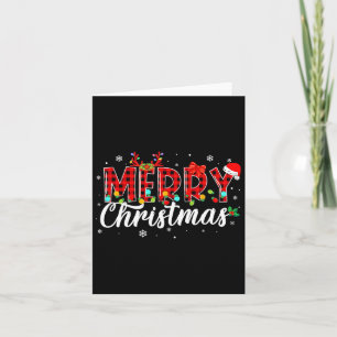Carte Joyeux Buffalo de Noël Plaid Red Père Noël Family 