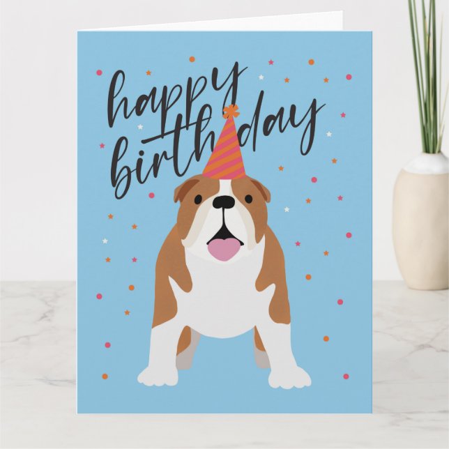 Carte Joyeux Bulldog d'anniversaire (Devant)