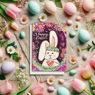 Carte Joyeux Bunny de Pâques mignonette amusant enfants 