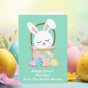 Carte Joyeux Bunny de Pâques mignonette Personnalisé Enf