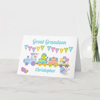 Carte Joyeux Bunny Train de Pâques Grand Grand Grand-Pet