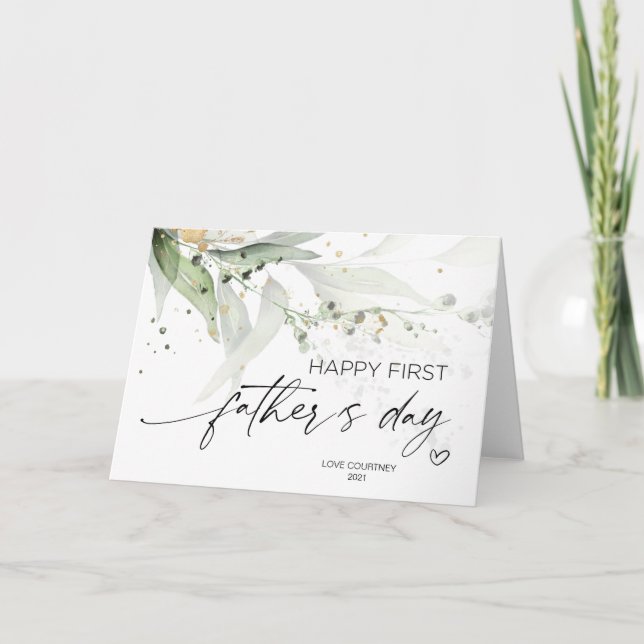 Carte Joyeux cadeau de première Fête des pères de la fem (Devant)