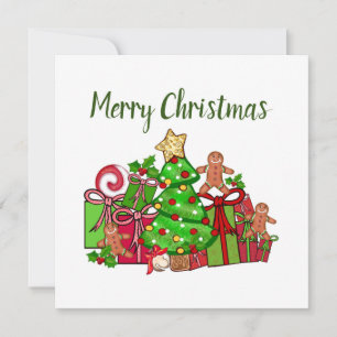 Carte Joyeux Cadeaux De Noël Autour De L'Arbre