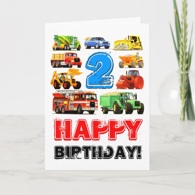 Carte Joyeux Camion de Jouet pour garçon 2e anniversaire (Devant)