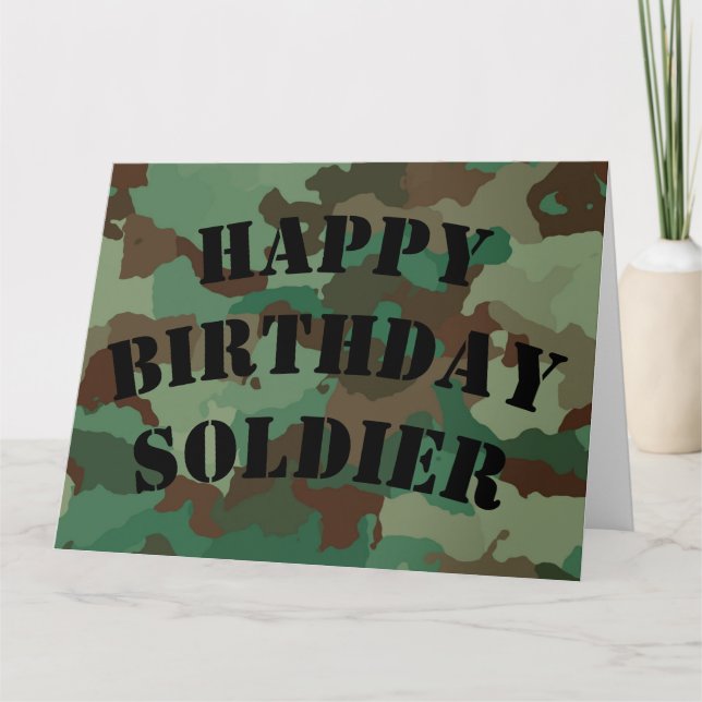Carte Joyeux Camouflage de soldat d'anniversaire (texte  (Devant)