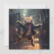 Joyeux Chat Dansant Dans La Pluie