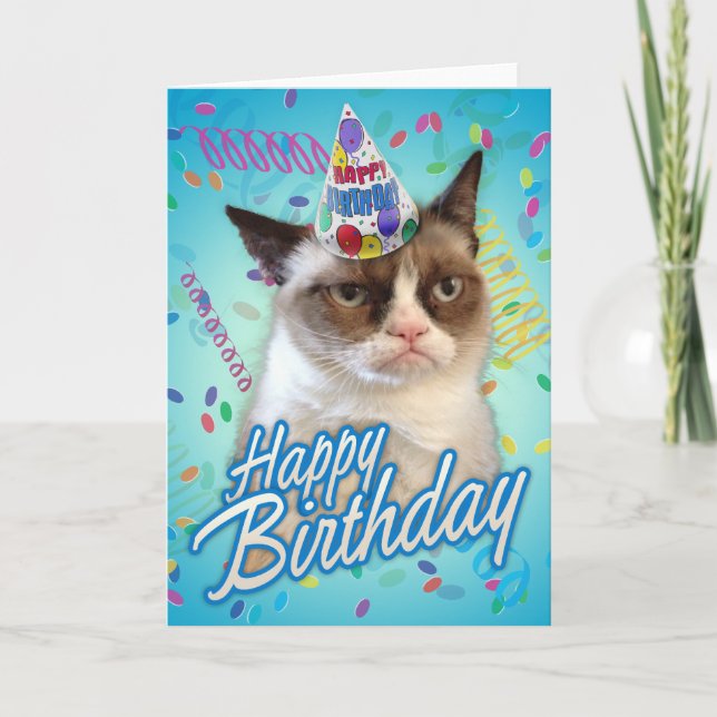Carte Joyeux Chat Grumpy Birthday (Devant)