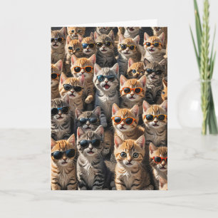Carte Joyeux Chats d'Anniversaire Du Groupe
