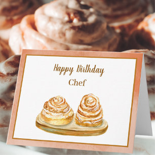 Carte Joyeux Chef Aquarelle Cannelle Buns
