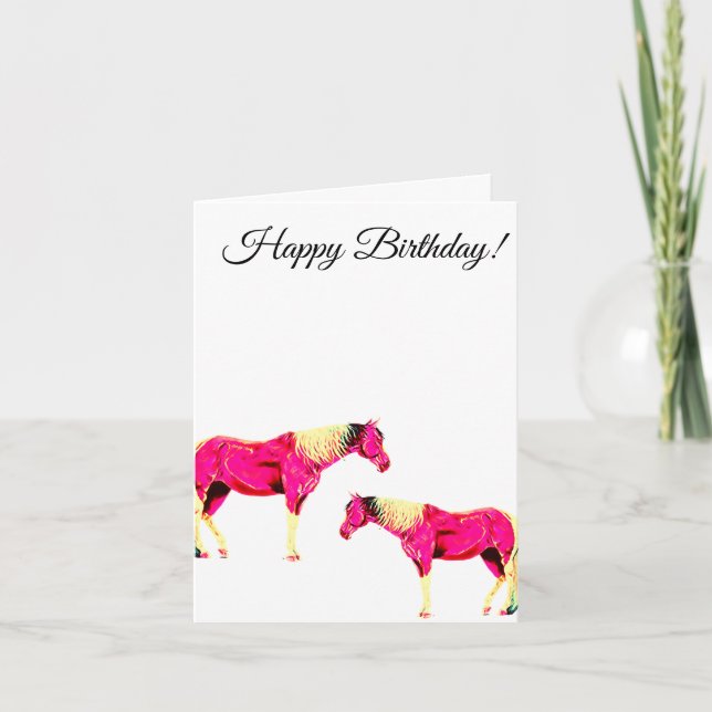Carte joyeux cheval rose (Devant)