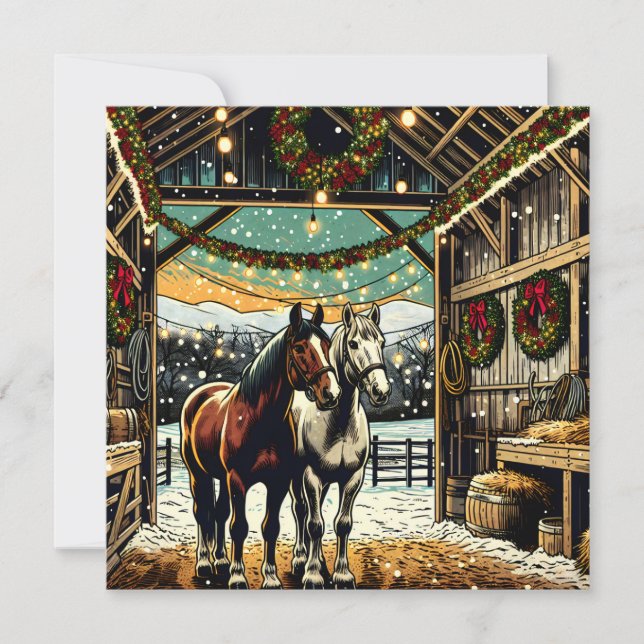 Carte Joyeux Chevaux de Cartoon de Noël Personnalisé (Devant)