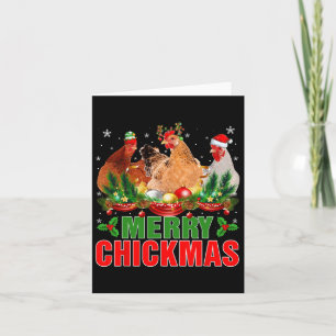 Carte Joyeux Chickmas Poulets Chapeau de Père Noël Agric