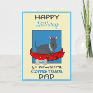 Carte Joyeux chien d'anniversaire Daddy Scottish Terrier
