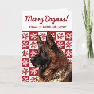 Carte Joyeux chien de Noël berger allemand Snowflake GSD