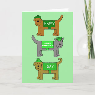 Carte Joyeux Chiens de dessin de la Saint-Patricks Day