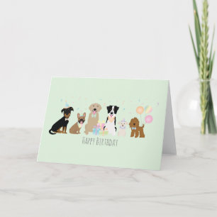 Carte Joyeux Chiens de fête d'anniversaire Green