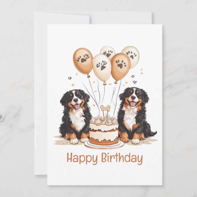 Carte Joyeux Chiens de montagne bernois d'anniversaire (Devant)