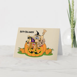 Carte Joyeux Chiens D'Halloween En Citrouille