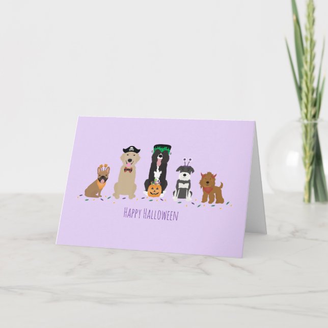 Carte Joyeux Chiens d'Halloween violet (Devant)