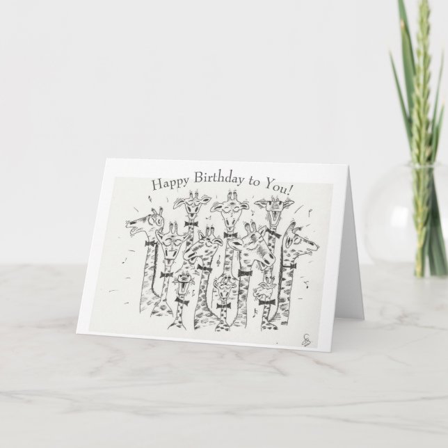 Carte Joyeux Choeur de Giraffe Anniversaire (Devant)